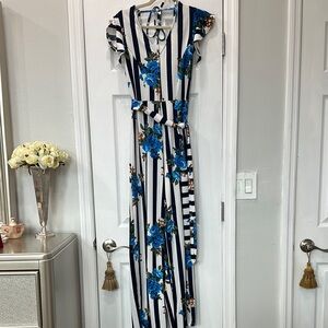 Blue Floral Striped romper